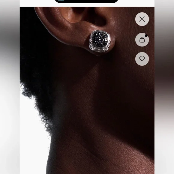 John Hardy Classic Chain Silver and Black Sapphire Earrings - Picture 2 of 9